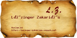 Lézinger Zakariás névjegykártya